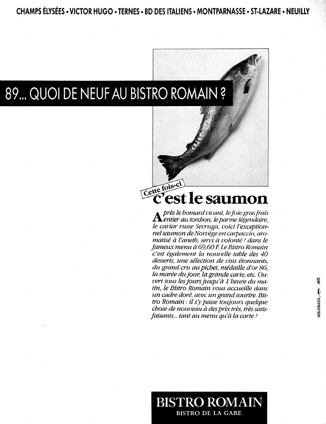 Advert Bistro Romain 1989